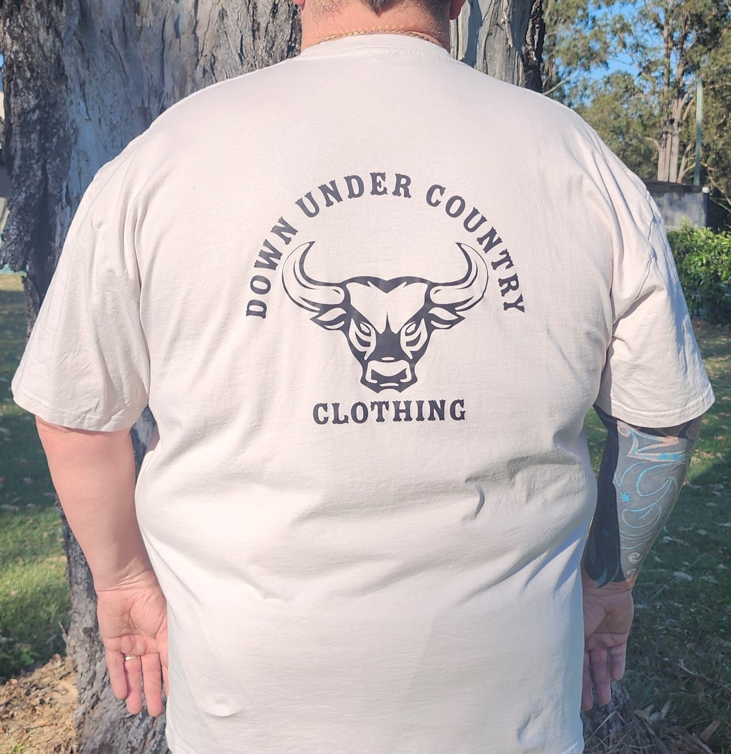 100% Cotton T-shirt - Beige with Black logo - Big Men