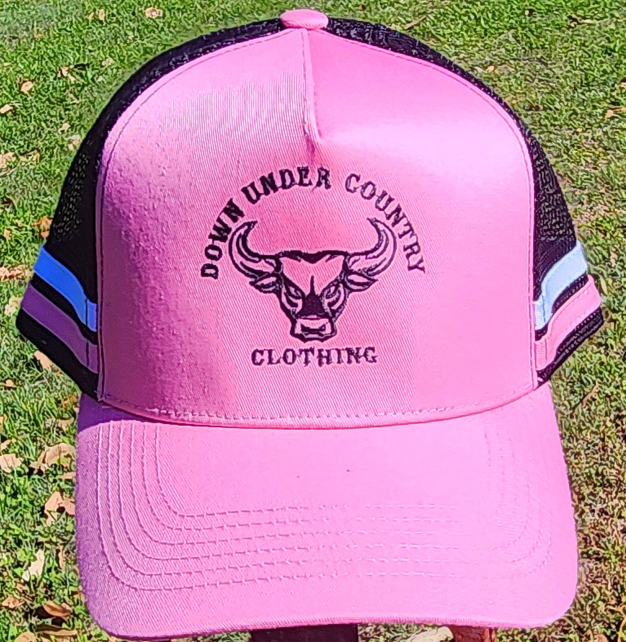 2 Striped Trucker Hat - Pink High Quality Brushed Cotton