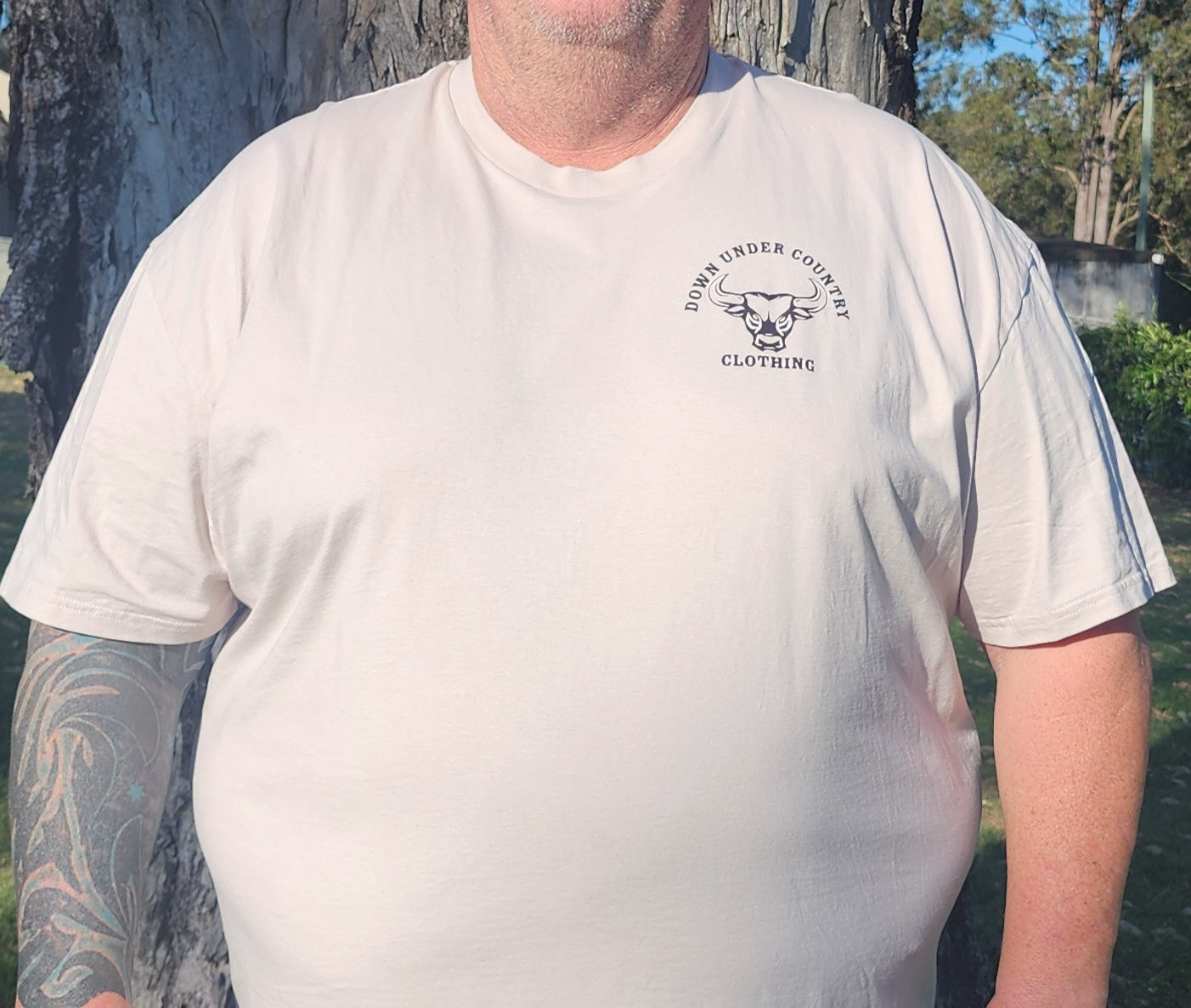 100% Cotton T-shirt - Beige with Black logo - Big Men