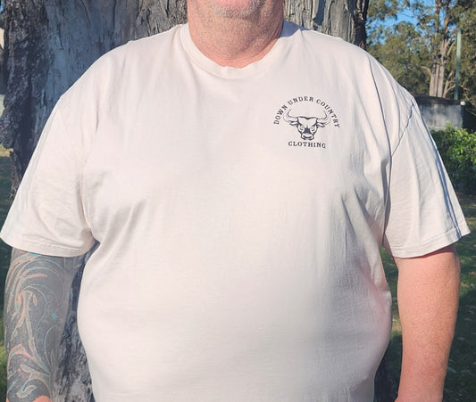 100% Cotton T-shirt - Beige with Black logo - Big Men