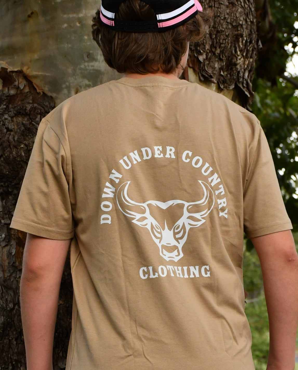 100% Cotton T-shirt - Khaki with White logo