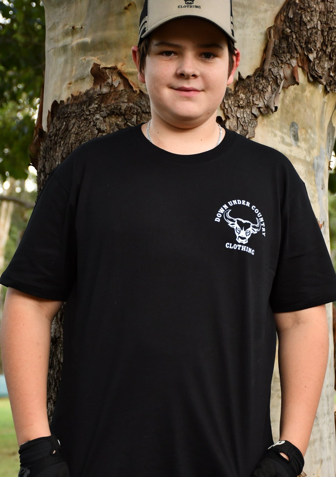 100% Cotton T-shirt  - Black with White logo