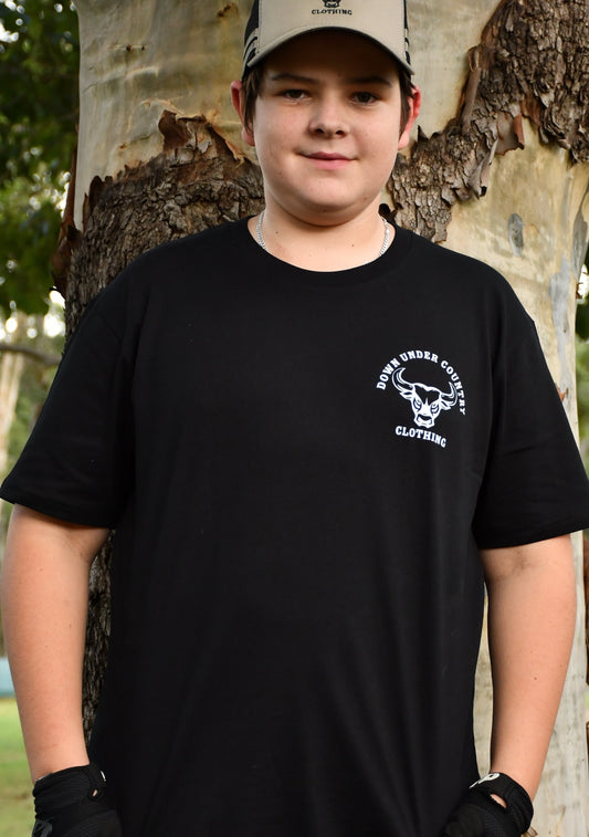 100% Cotton T-shirt  - Black with White logo
