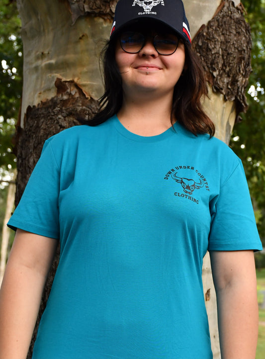 100% Cotton T-shirt - Teal with Black logo